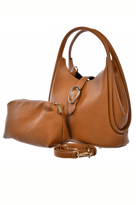 Torebka z kosmetyczką z ekoskóry camel Big Star