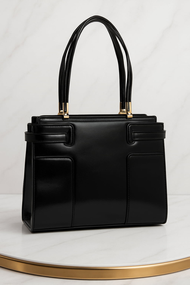 Damski kuferek na zamek z paskiem czarny 