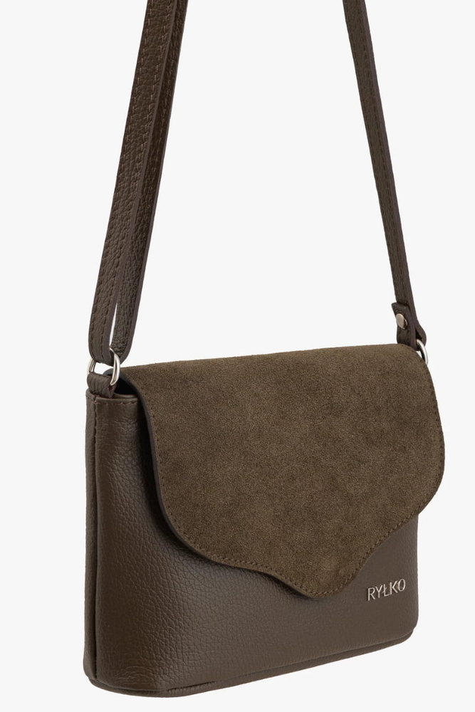 Жіноча бежева шкіряна сумочка з клапаном Ryłko