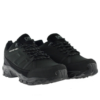 Trekkingi męskie czarne sznurowane niskie 