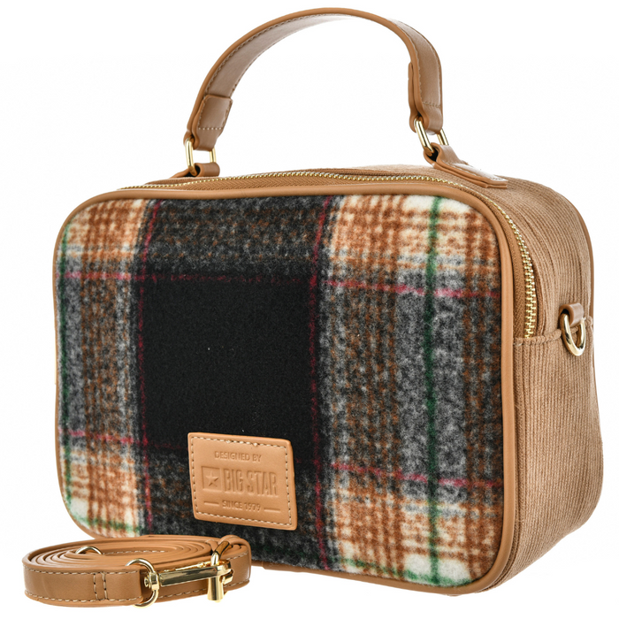 Маленька бежево-чорна сумка в клітинку Big Star