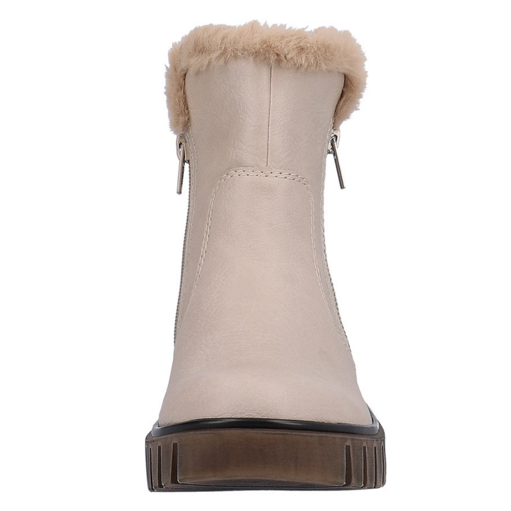 Теплі зимові чоботи Rieker на блискавці, плоскі, бежеві