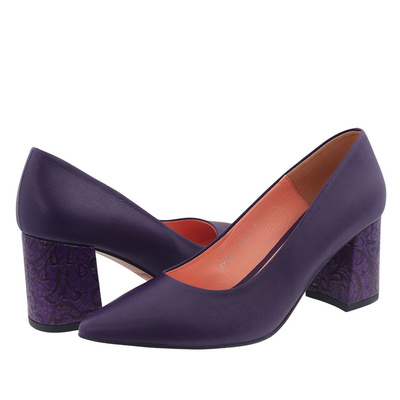 Фіолетові шкіряні човники з блоком Baldaccini