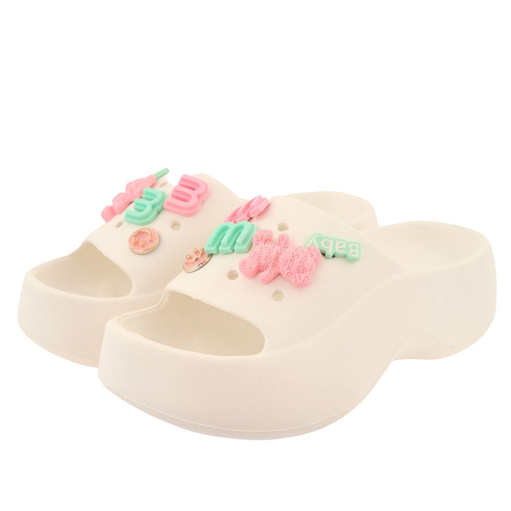 Klapki damskie literki białe