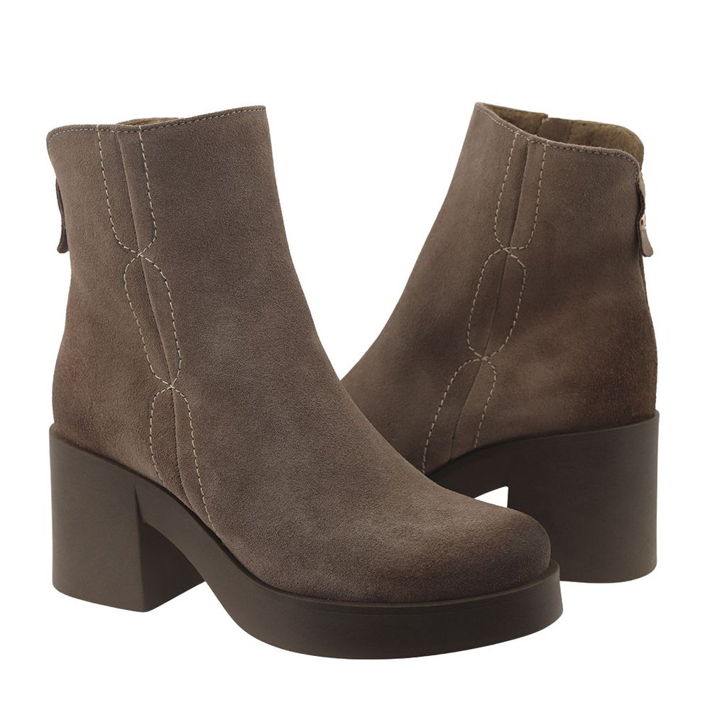 Бежеві замшеві шкіряні ботильйони від Lemar