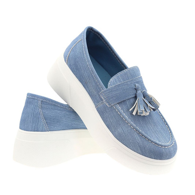 Półbuty niebieskie z chwostem na platformie M. Daszyński