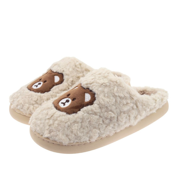 Kapcie domowe kryte ocieplane beżowe wsuwane