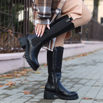 Kozaki czarne z elastyczną gumką M. Daszyński