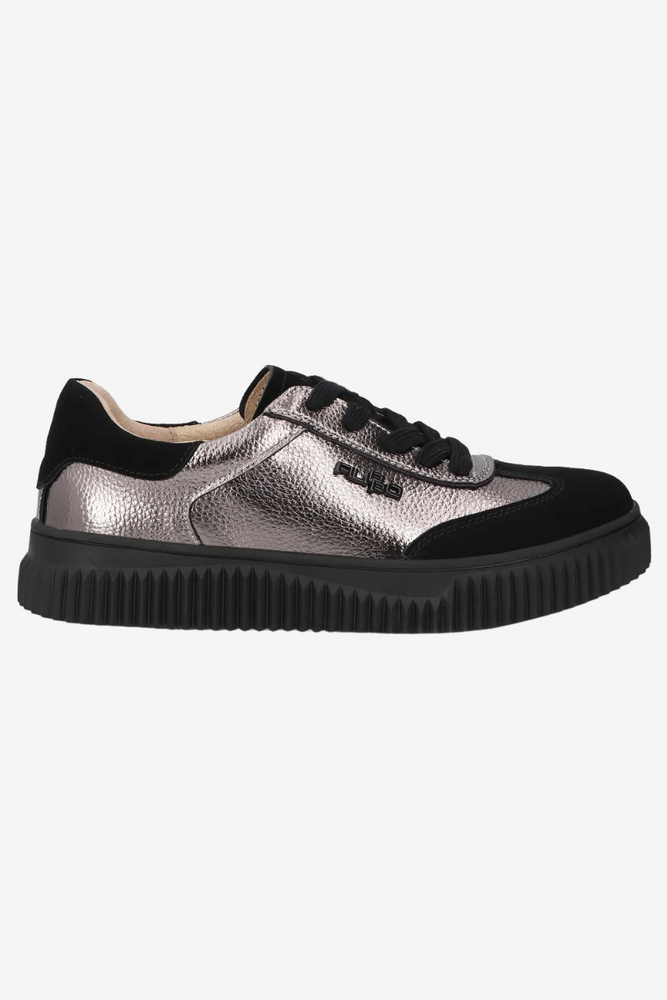 Metaliczne sneakersy skórzane na platformie Filippo