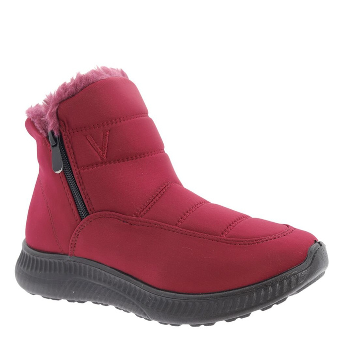 Жіночі бордові утеплені снігові чоботи на масивній підошві
