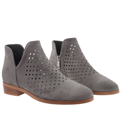 Wiosenne botki zamszowe w kolorze szarym Vinceza