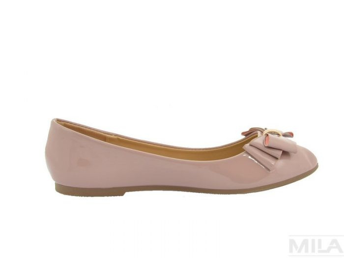 Różowe lakierowane baleriny Vinceza z kokardką BOB19-18005
