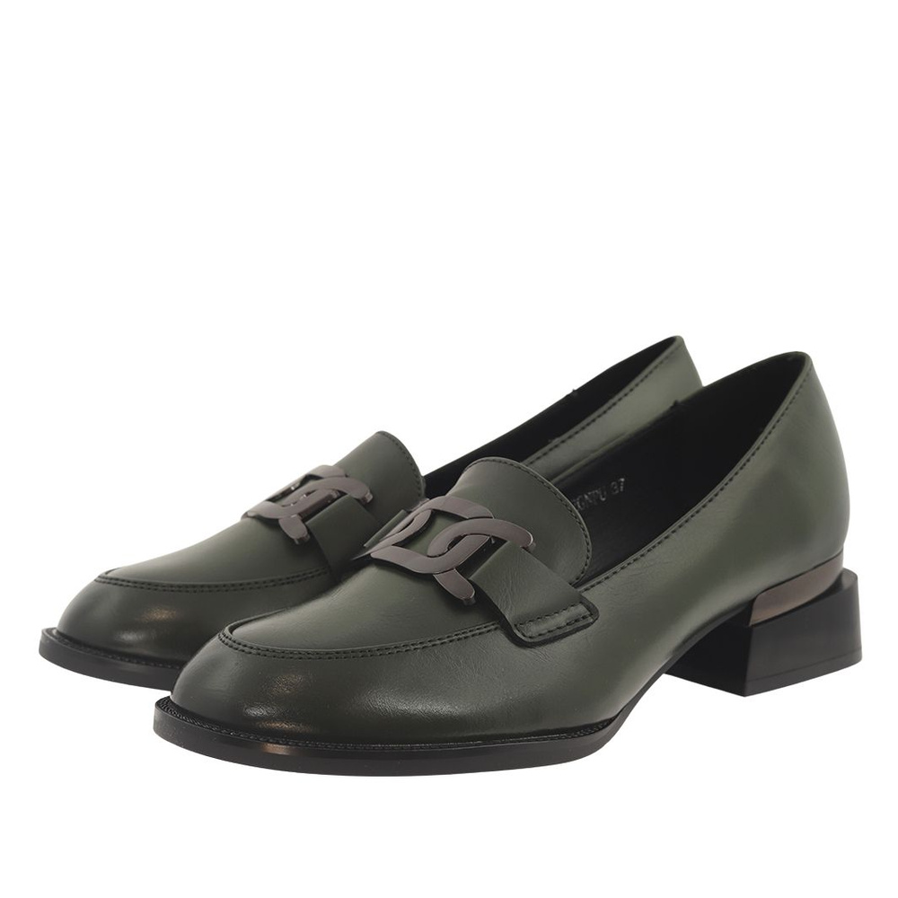 Mokasyny damskie zielone na klocku Vinceza