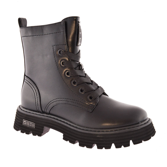 Чорні жіночі чоботи Big Star на блискавці та плоскому каблуці