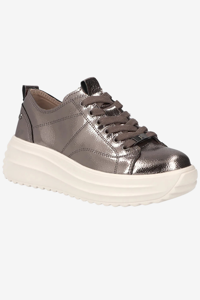 Skórzane metaliczne sneakersy na koturnie z platformą Filippo