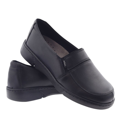 Чорні шкіряні туфлі на низькій танкетці Аксель