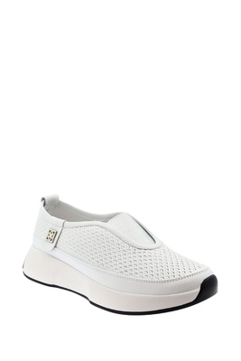 Сині ажурні шкіряні туфлі на плоскому ходу