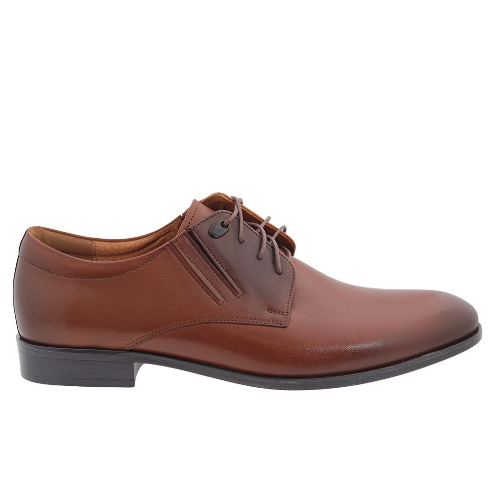 Чоловічі парадні шкіряні туфлі на шнурівці коричневого кольору