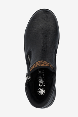 Botki damskie z motywem zwierzęcym płaskie czarne 