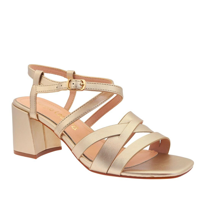 Золоті босоніжки на високих підборах Sergio Leone