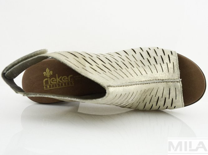 Ажурні босоніжки Rieker 64197-62 металік
