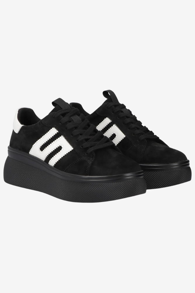 Czarne sneakersy zamszowe na grubej platformie Filippo