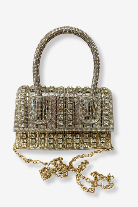 Kopertówka wizytowa z cyrkoniami na łańcuszku złota