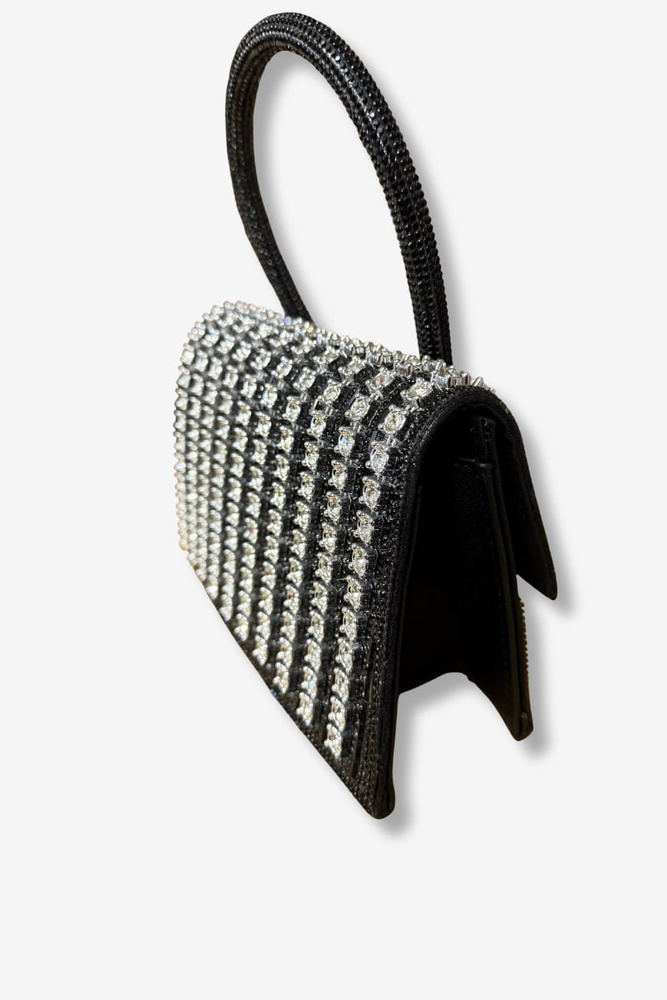 Kopertówka wizytowa z cyrkoniami czarna na magnes