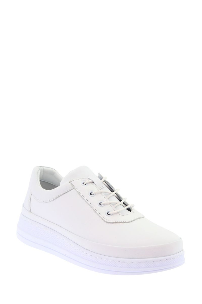 Białe półbuty sportowe damskie skórzane na platformie