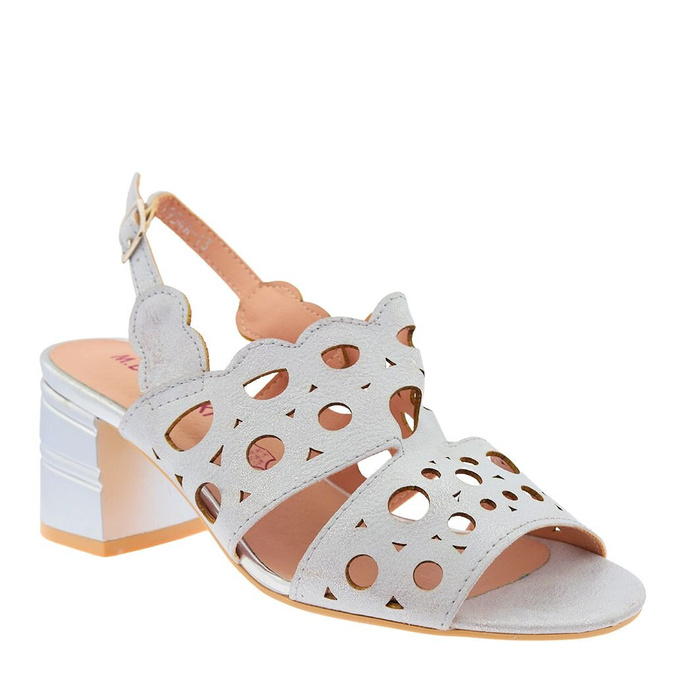 Елегантні сріблясті босоніжки на високих підборах