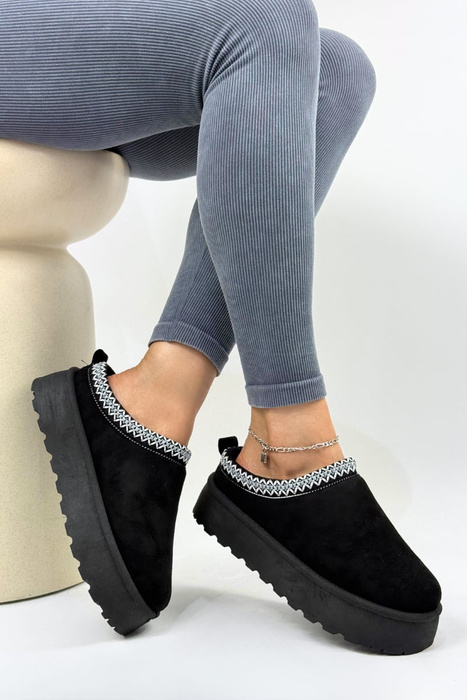 Kapcie śniegowce na platformie czarne