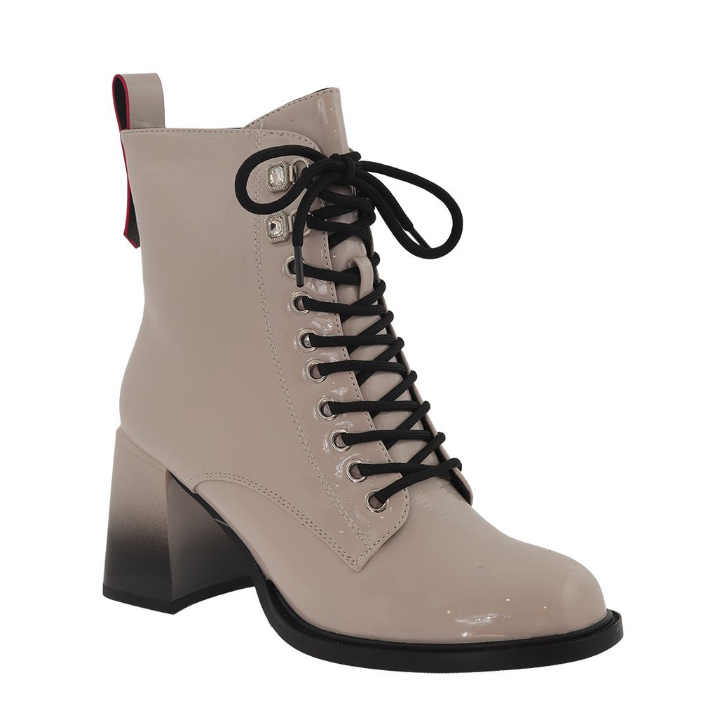 Botki lakierowane wysokie na obcasie szare S. Barski