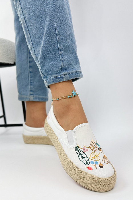 Вишиті білі еспадрільї на платформі