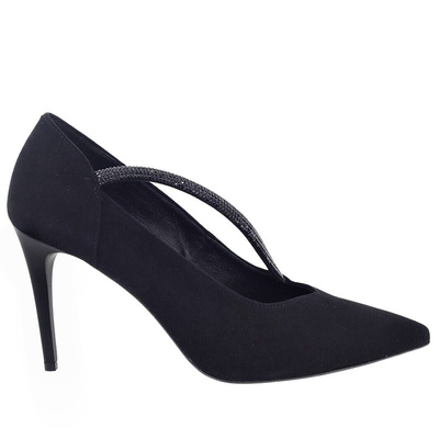 Елегантні чорні оксамитові туфлі Kaniowski на високих підборах 