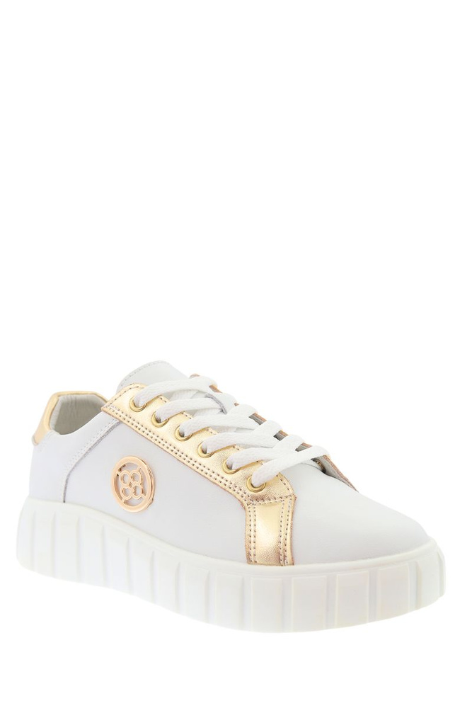 Półbuty sportowe na platformie biało-złote