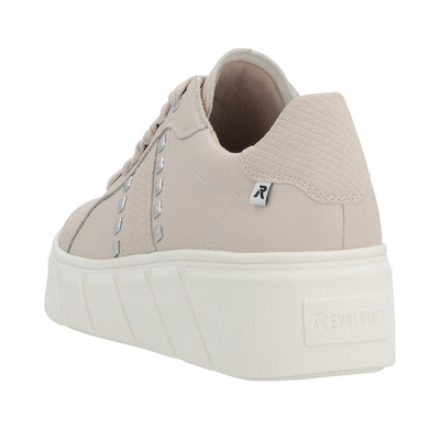 Sneakersy skórzane na platformie różowe Rieker