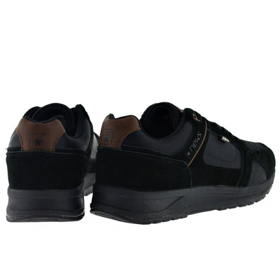 Sneakersy męskie czarne sznurowane sportowe