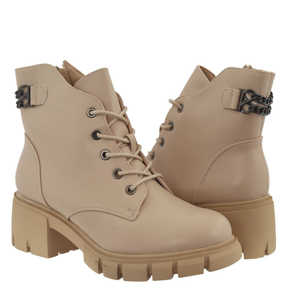 Botki beżowe sznurowane M. Daszyński