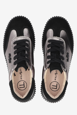 Metaliczne sneakersy skórzane na platformie Filippo