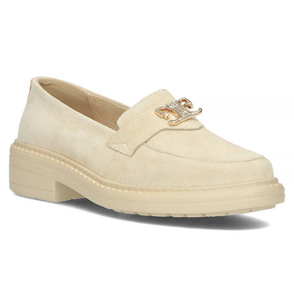 Stylowe półbuty skórzane w kolorze beżowym Filippo