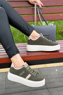 Sneakersy khaki na platformie damskie Big Star
