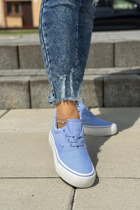 Niebieskie materiałowe trampki sznurowane Big Star