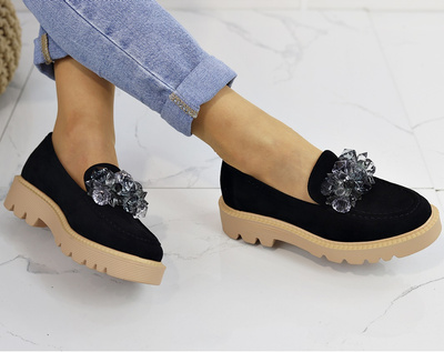 Чорні замшеві жіночі мокасини Vinceza