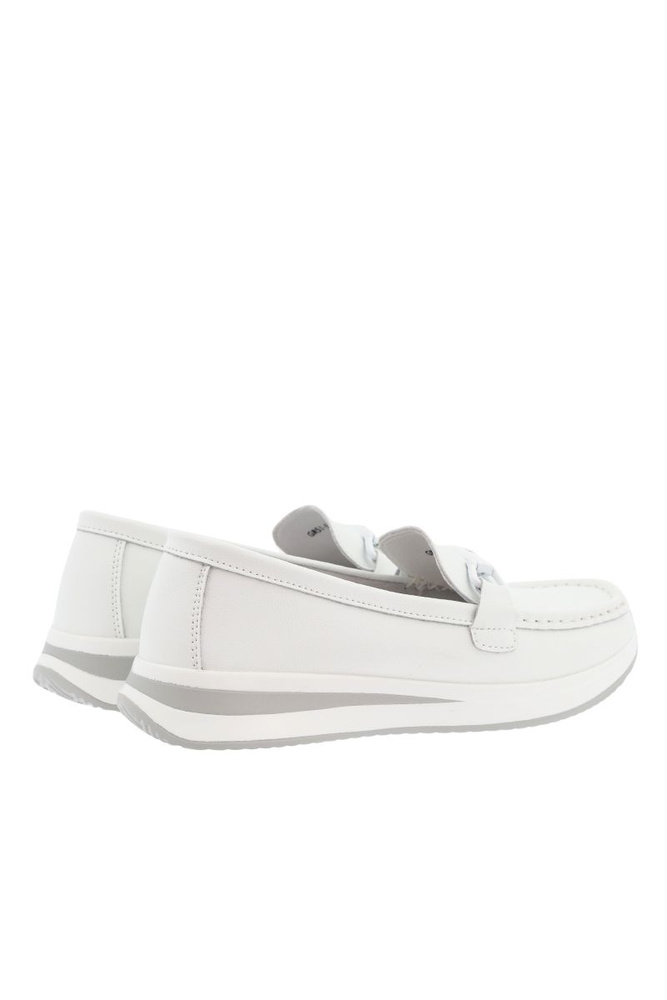 Skórzane półbuty białe wsuwane na platformie