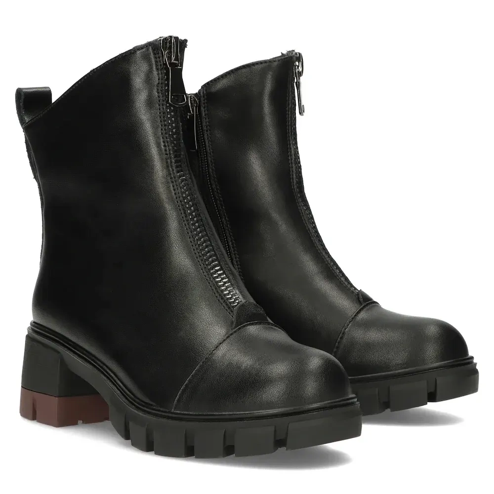Чорні шкіряні ботильйони Filippo на блискавці спереду