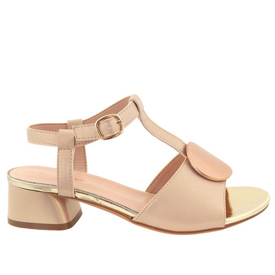 Жіночі босоніжки кольору шампань на колодці Sergio Leone