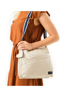 Бежева жіноча двокамерна сумка-почтальон з ремінцем Rieker 