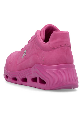 Кросівки кольору фуксії на шнурівці з екошкіри Rieker