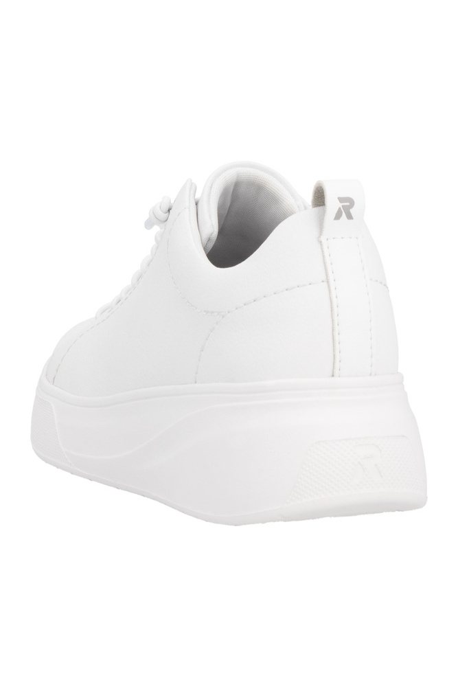 Sneakersy białe skórzane na platformie sznurowane Rieker