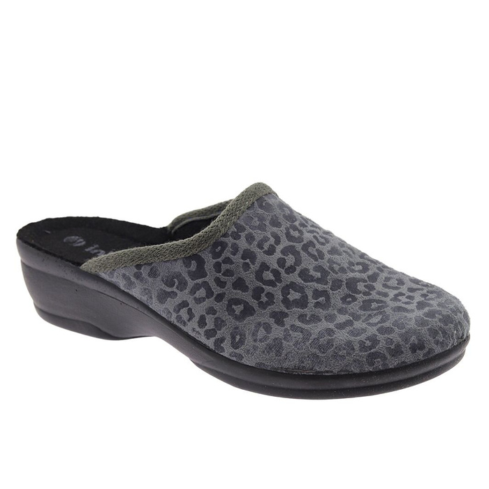Сірі сліпони з леопардовим принтом